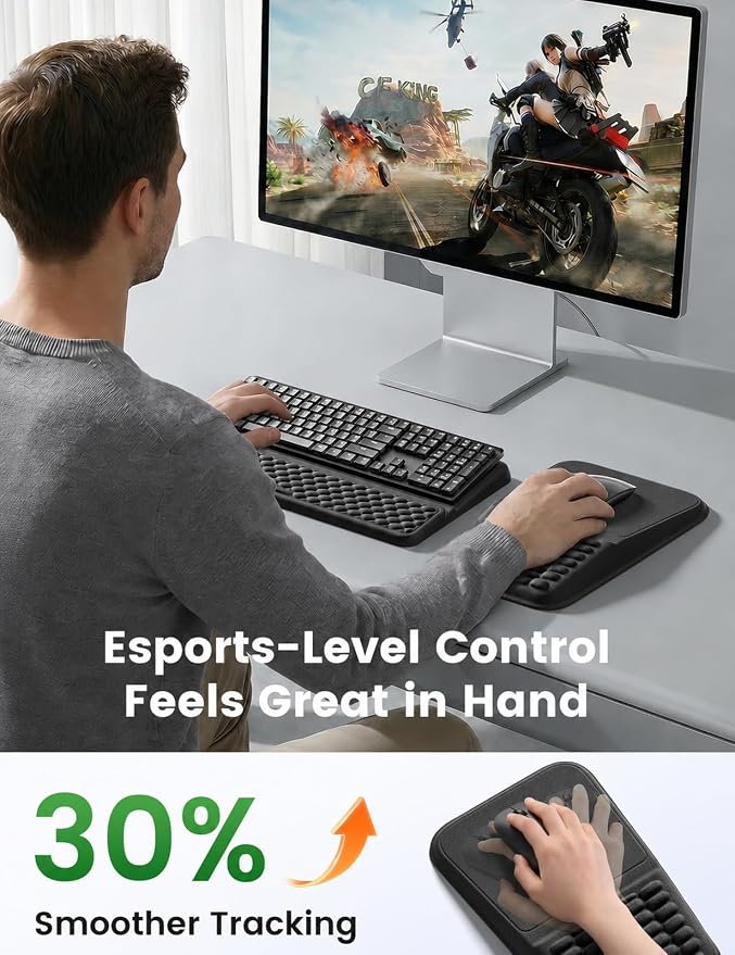 Vaydeer Keyboard Stand and Mouse Pad Set with Wrist Rest, Soft Memory Foam Wrist Support, Ergonomic Wrist Cushion for Desk, Relieves Carpal Tunnel Pain, Palm Hand Typing for Office, Home, Gaming