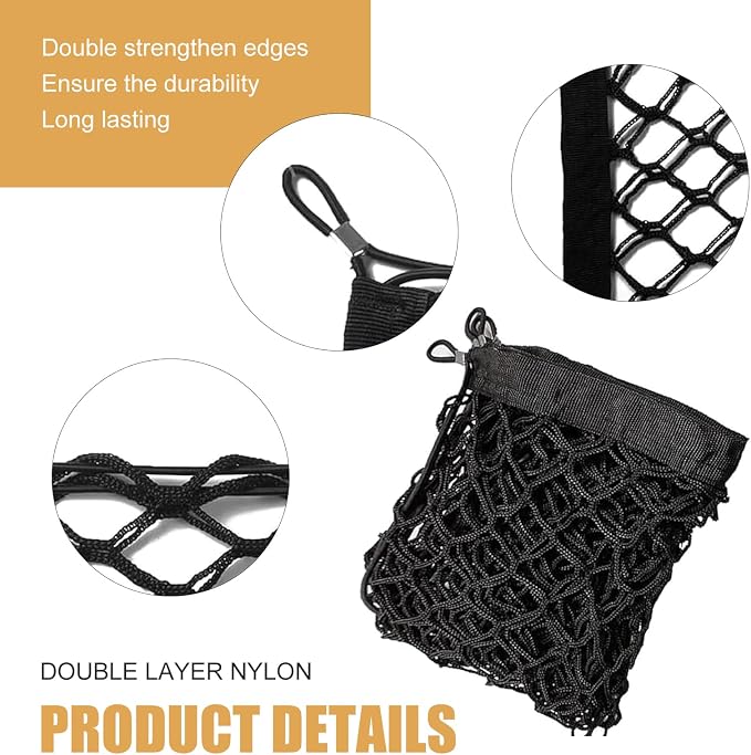 Car Cargo Net, Heavy Duty Elastic Trunk Organizer Net with Hooks 43.31" x 15.75" Double Layer, Universal for SUV Van Sedan (Black)