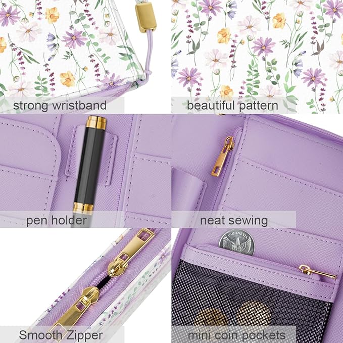 Family Passport Holder Wallet RFID Blocking Document Organizer PU Leather Mulit-purpose Travel Wallet Credit Cards Case for Women Men, White Daisy