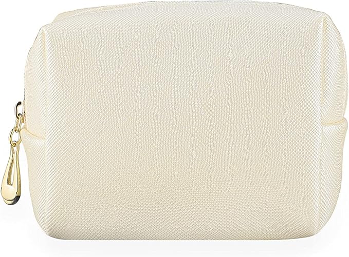 Small Makeup Bag Portable Cosmetic Bag for Women Makeup Pouch Waterproof Toiletry Bag for Travel (Beige, Mini)