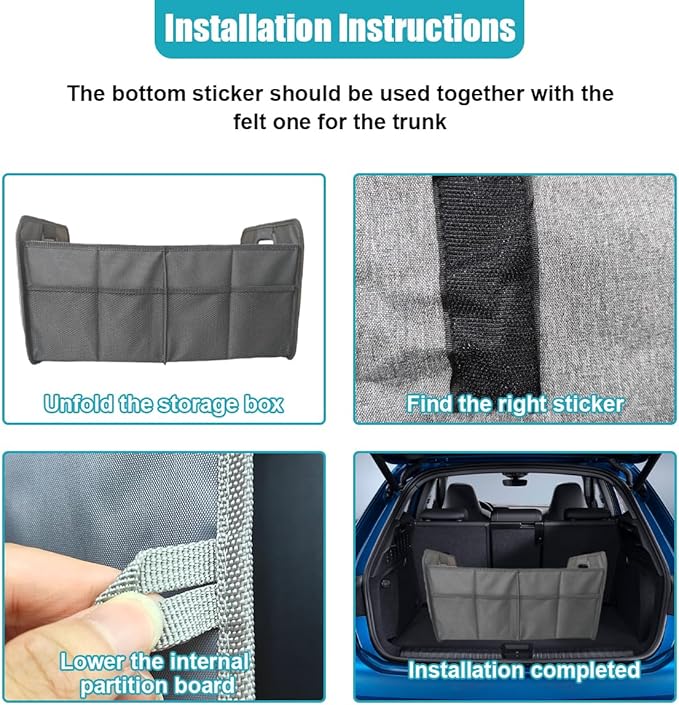 Car Trunk Organizer, Collapsible Multi-Compartment Auto Storage Box with 4 Pockets, Waterproof Oxford Fabric Car Trunk Container Accessories for Sedan SUV Truck (Grey)