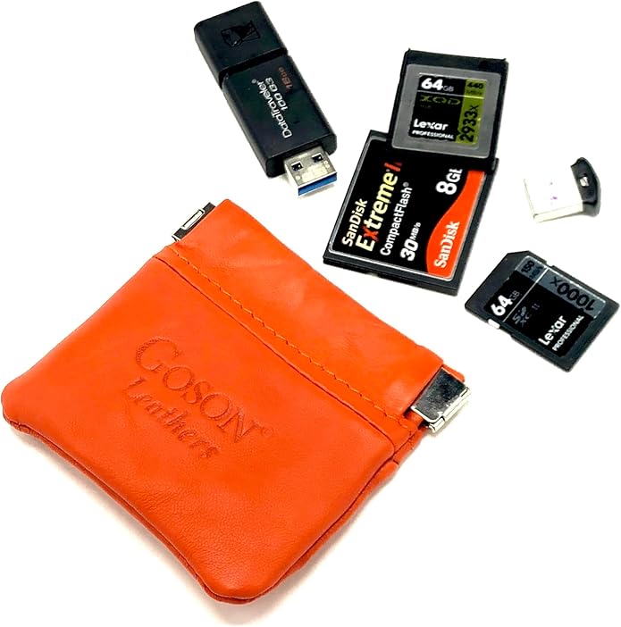 Goson Classic Leather Squeeze Coin Purse change Holder For Men and Women, Pouch size 3.50 in X 3.25 in