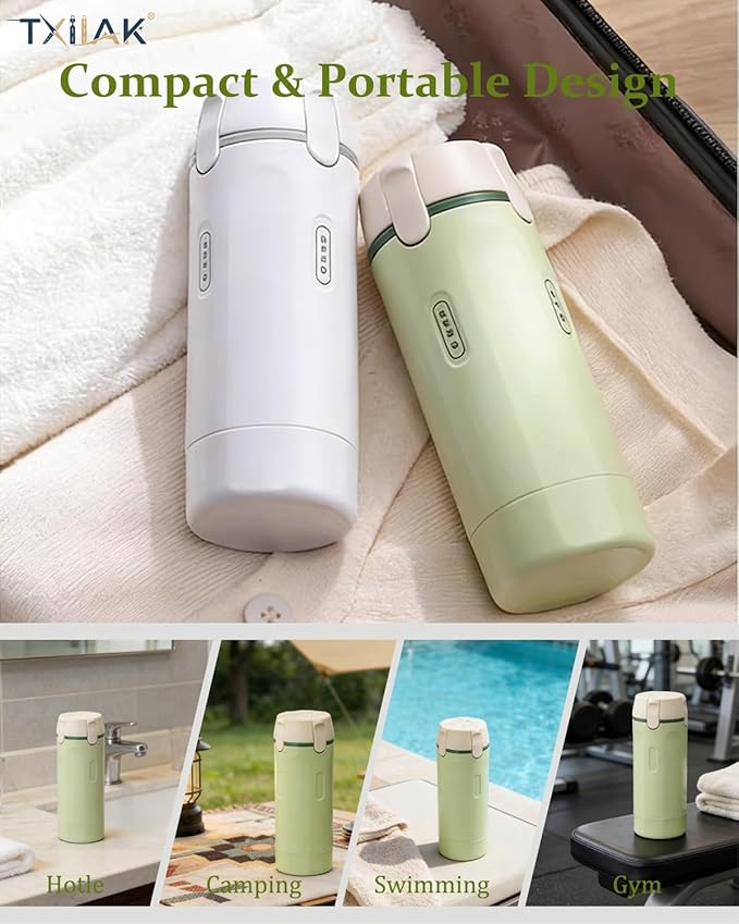 4 in 1 Travel Dispenser Bottle Refillable Cosmetic Liquid Containers, Squeeze Pump Shampoo Conditioner Bottles Essentials Toiletries Leakproof, Air Traveling Portable Set Vacation Essentials(White)