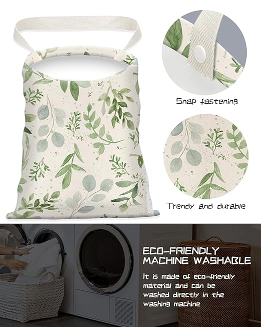 Car Trash Can, Seat Back Hanging Car Trash Bag, Cute Canvas Car Garbage Bag, Essential Car Trash Bin Car Organizers Green Leaf Floral
