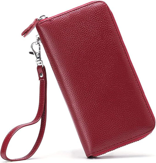 Moflycom Womens Wallet RFID Blocking Genuine Leather Zip Around Wallet Clutch Wristlet Travel Long Purse for Women