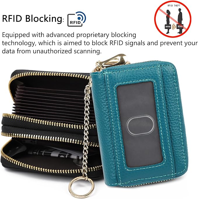 imeetu Rfid Credit Card Holder,Genuine Leather Businese Card Case,Rfid Blocking Wallet for Women & Men