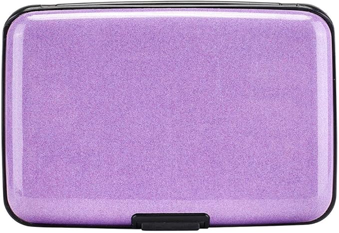 ELFISH RFID Blocking Credit Card Protector Aluminum ID Case Hard Shell Business Card Holders Metal Wallet for Men or Women (Purple)