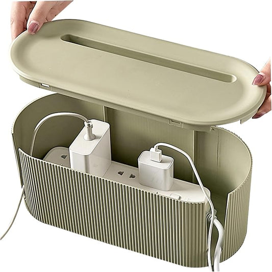 Cable Management Box with Lid & Slot Cord Management Box with Breathable Hole Non Slip Cable Organizer to Hide Cords and Power Strip for Home Office Desk TV Computer