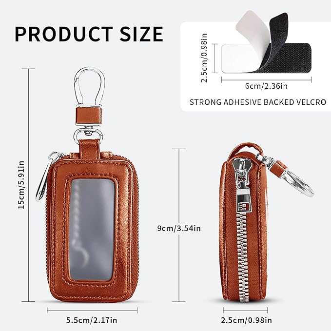 vvag Premium Car Key Fob Case Genuine Leather Car Smart Key fob Holder Car Remote Keychain Bag Universal