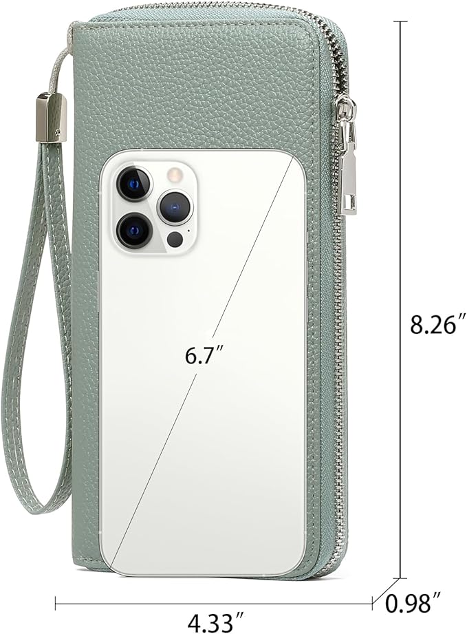 GOIACII Womens Wallet RFID Blocking Leather Zip Around Wallet Large Capacity Long Purse Credit Card Clutch Wristlet | RFID Blocking, Zip Around, Large Capacity, Long, Credit Card, Clutch