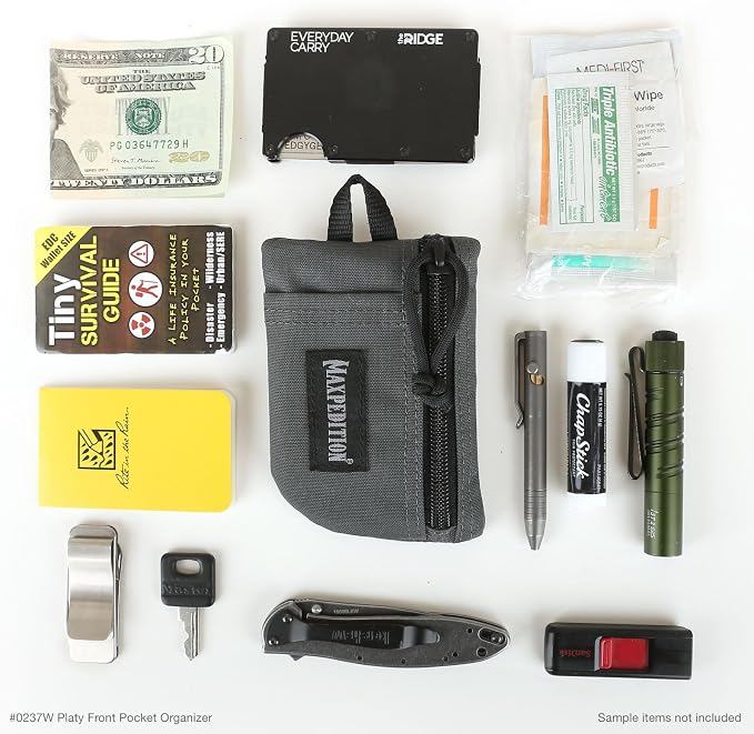 MAXPEDITION Platy Pocket Organizer, Durable EDC Tool Pouch for Men, Neck Wallet with Paracord Lanyard, Holds Flashlight, Multitool, Pen, Notebook