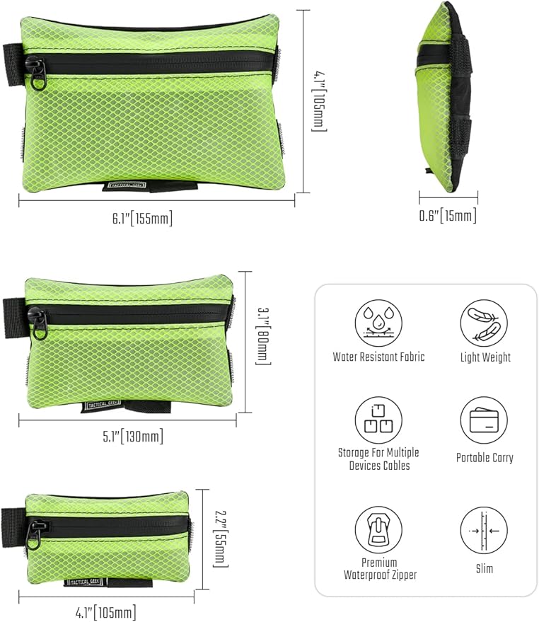 TACTICAL_GEEK Storage A5 EDC Storage Pouch Set, Multi-Purpose Molle EDC Gadget Pouch, Multi-Functional Utility Small Tool Pocket,Organiser Divider Small Pouch Organizer for Daily Carry (Lime Green)