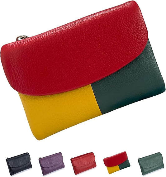 Premium Leather Wallet, Red | RFID Blocking, Trifold, 12 Card Slots, Zippered Coin Pocket