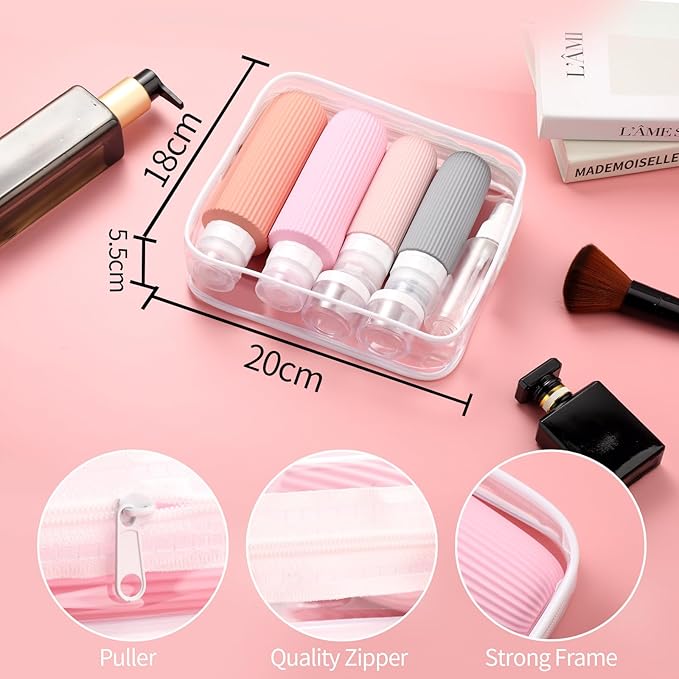 Mrsdry 16 Pack Travel Bottles for Toiletries, Oversize Silicone Travel Containers jar for Toiletries, Leak Proof Refillable Liquid Shampoo And Conditioner Travel Essentials toiletry Bottles