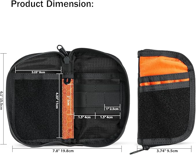 VIPERADE VE22 EDC Pouch Small Pocket Organizer with 9 Compartments, Pocket Tools Pouch with DIY Patches Areas, Compact Multitool Organizer Bag for Men