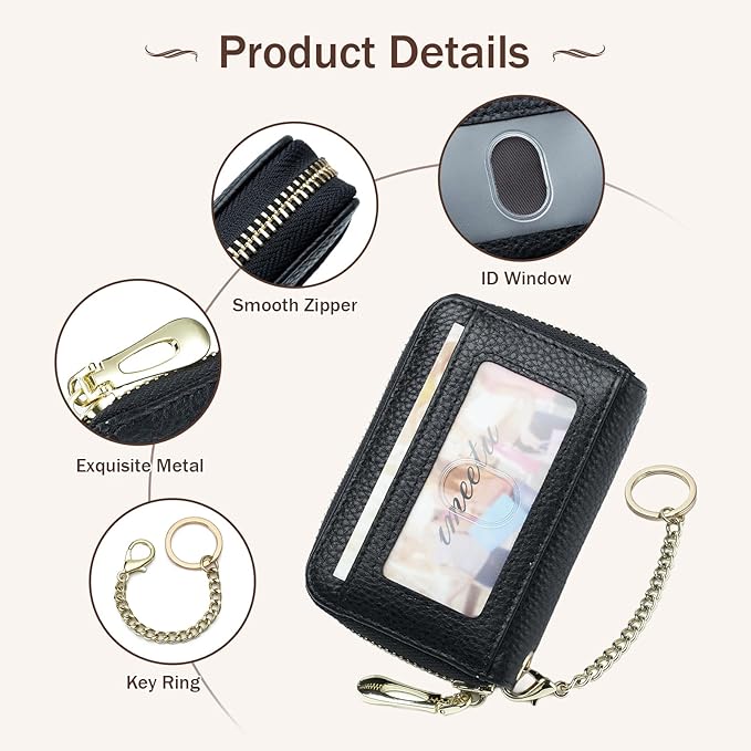 imeetu Rfid Credit Card Holder,Genuine Leather Businese Card Case,Rfid Blocking Wallet for Women & Men