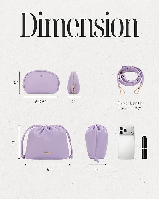 Mali+Lili Lola Beauty Bag Duo, Makeup Bag Travel Cosmetic Bag Set of 2, Vegan Leather Purse Crossbody Bags for Women and Girls, Cute Makeup Pouch, Travel Pouch, Crossbody Purses for Women | Duo