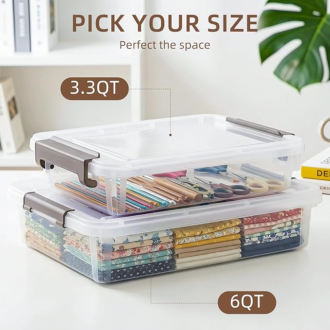 Citylife 3 PCS Plastic Storage Bins with Latching Lids Portable Project Case Clear File Box Stackable Storage Containers for Organizing B5 Paper, Photo, Document, Scrapbook