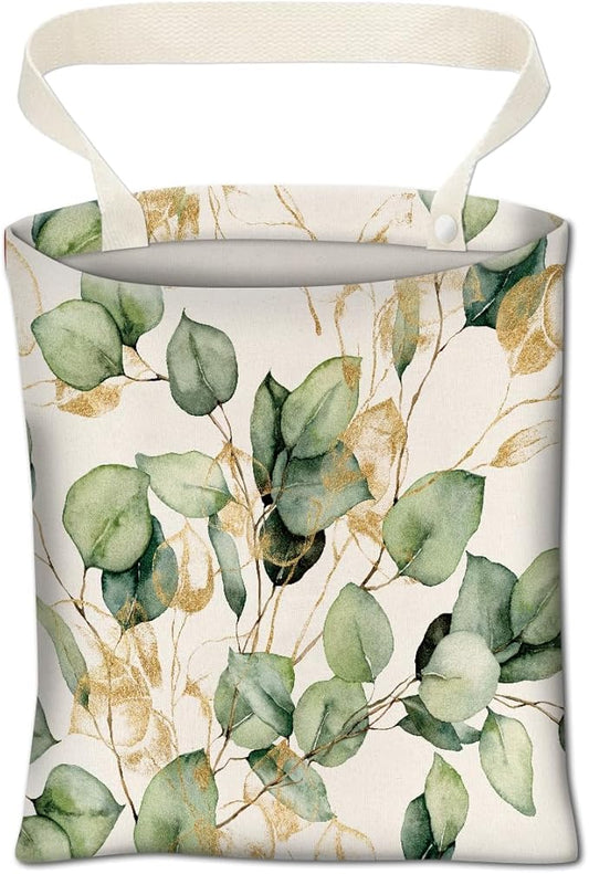 Car Trash Can, Cute Car Trash Bag, Hanging Car Organizer and Storage Bag, Trash Bin for Car Accessories, Vehicle, Travelling, Camping Watercolor Golden Leaf