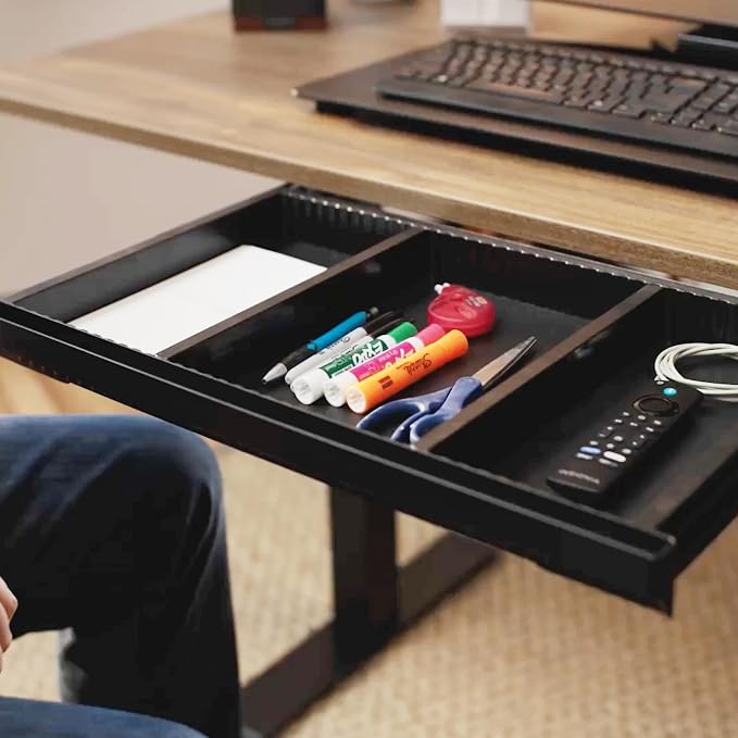 Perfect POSTURE Plastic Standing Desk Drawer – Under Desk Organzier and Storage with Dividers for Height Adjustable Desks – Black (13.25" x 23.5")