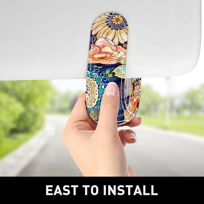 Sunglasses Holder for Car Visor, Magnetic Leather Car Sunglass Holder, Car Sun Visor Glasses Hanger Clip, Car Interior Accessories for Women Men, Fits All Size Eyeglasses