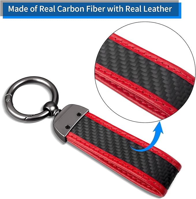 Real Carbon Fiber Car Keychain Minimalist Leather Edges Key Chain Holder Keychains Replacement Keychain Car Key Accessories