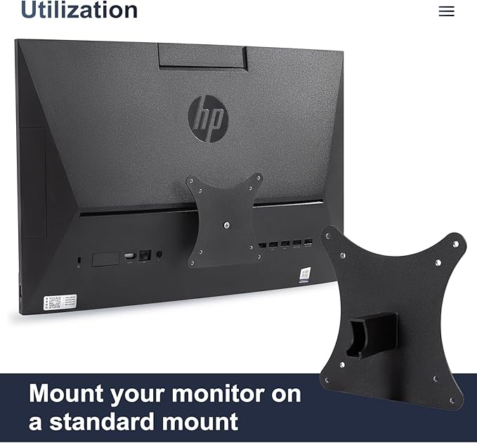 Monitor Arm/Mount VESA Bracket Adapter Compatible with HP All-in-One PC (ProOne 400 G6) 100 * 100mm 75 * 75mm black