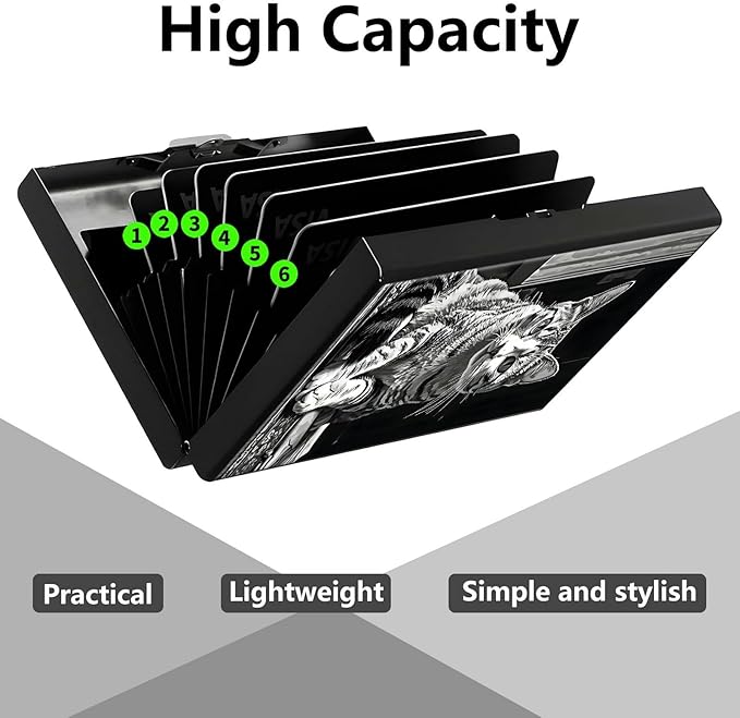 Credit Card Holder, Art Cat Design Mini RFID Blocking Aluminum Wallet Slim Metal Hard Case Shell Travel Wallet ID Case Small Credit Cards Case Business Cards for Women Men Girls