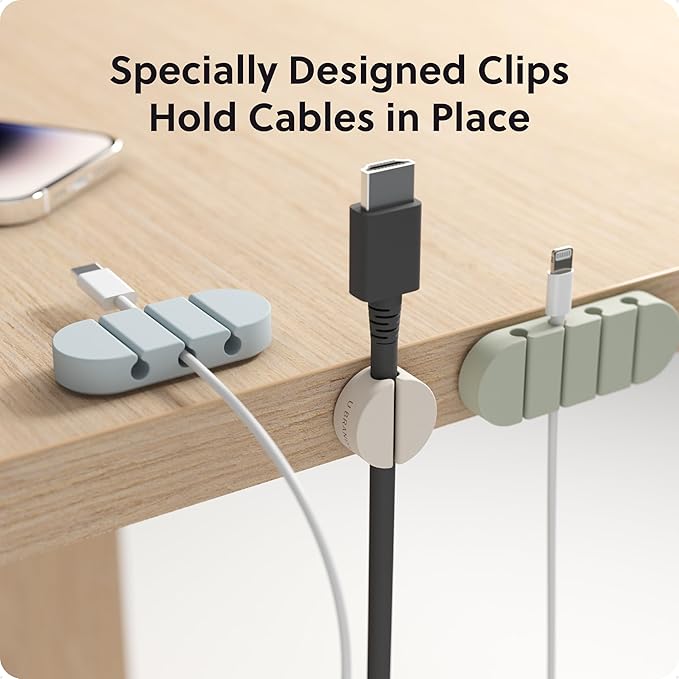 U Brands Adhesive Cord Organizers, Set of 15 Cable Clips, Office Desk Accessories, Office Supplies, Assorted Colors