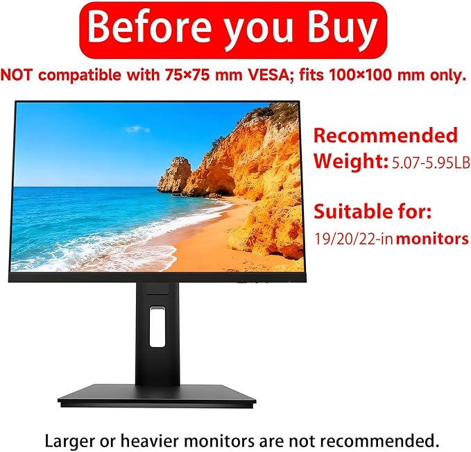 2026 Version Ergonomic VESA Monitor Stand, 150mm Spring Height adjustment, Tool-Free Base, Swivel, Tilt & Rotation, for 15??2" Monitors, 5.07??.95 lb, 100x100mm Vesa Mount (5.07~5.95LB)