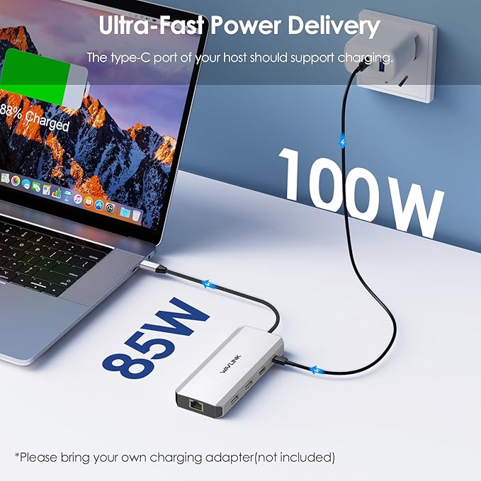 Laptop Docking Station,12 in 1 Triple Display USB C Hub for Windows with Dual DP, HDMI, 100W PD in, Gigabit Ethernet, USB3.0/2.0 Ports, SD/TF Card Reader, Mic/Audio for Lenovo HP Dell