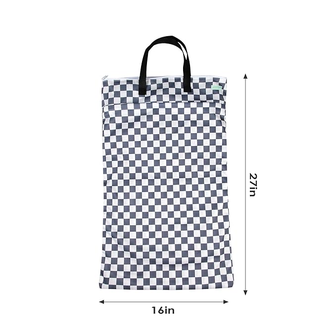 wegreeco Reusable Hanging Wet Dry Cloth Diaper Bag (Checkerboard Grey)