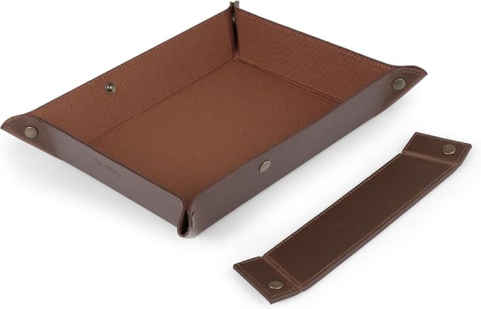 Londo Leather Tray Organizer - Practical Lightweight Water Resistant Computer Table Desk Storage Box for Wallets, Watches, Keys, Coins, Cell Phones and Office Equipment