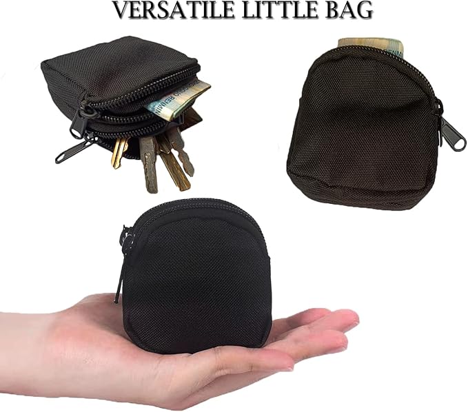 Outdoor EDC Pouch Admin Pouch mini Molle Pouches,Double Zipper EDC Pocket Organizer can be Worn on The Belt