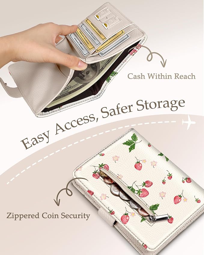 Slohif Passport Wallet Holder Cover for Travel - Women Men RFID Blocking Passport Book Protector for Boarding Pass Cards