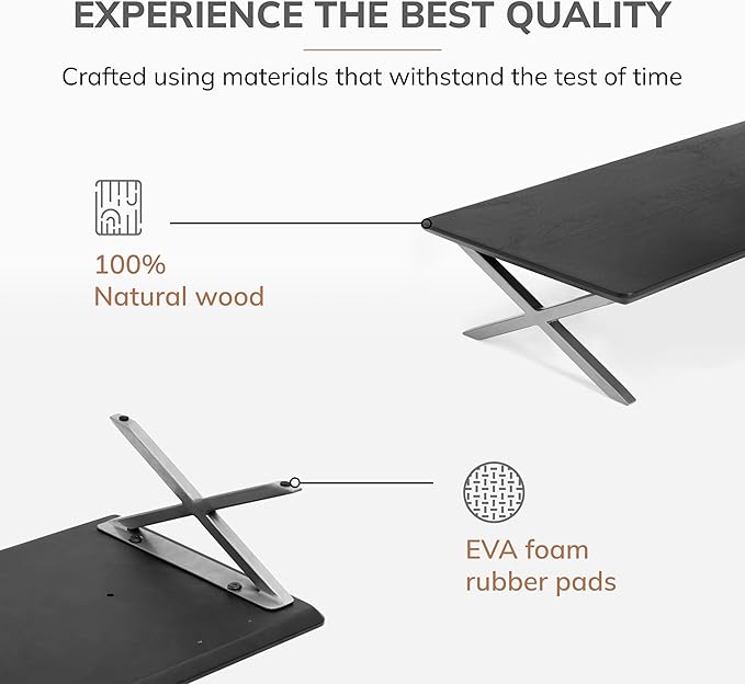 Anji Mountain Monitor Stand - Desktop Organizer & Laptop Riser, Ergonomic Monitor Riser, Space-Saving Monitor Stand for Desk, Durable Construction, Easy Assembly, Ideal for Home & Office,Black