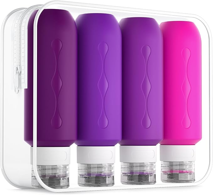 Gemice Travel Bottles for Toiletries, Tsa Approved Travel 6oz Size Containers with Clear Bag, BPA Free Leak Proof Travel Tubs Refillable Liquid Travel Accessories for Cometic Shampoo Lotion