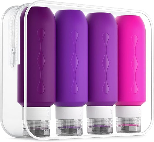 Gemice Travel Bottles for Toiletries, Tsa Approved Travel 6oz Size Containers with Clear Bag, BPA Free Leak Proof Travel Tubs Refillable Liquid Travel Accessories for Cometic Shampoo Lotion
