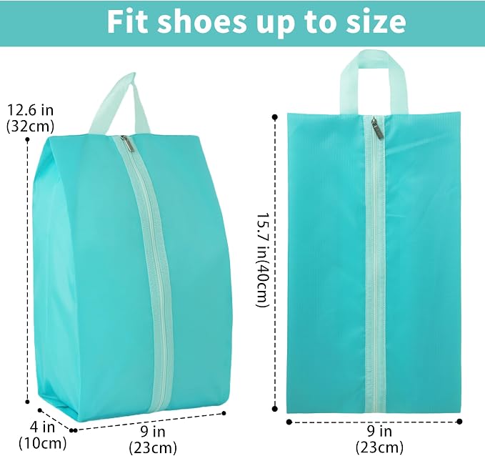 6pcs Portable Shoe Organizer, Travel Pouches with Zipper, Golf Shoe Bags, Clothes Bags, Soccer Cleats Bag Shoe Pouch for Gym, Waterproof, Odor-Resistant (Blue)