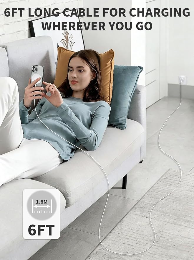 Magnetic Wireless Charger 6FT Fast Apple Mag-Safe Charger Magnet Charging Pad iPhone Mag Safe Charging for iPhone 17Pro Max/16 Pro Max/16Pro/16/iPhone 15Pro Max/15 Plus/14/13/12/AirPods 3/2/Pro/Pro 2
