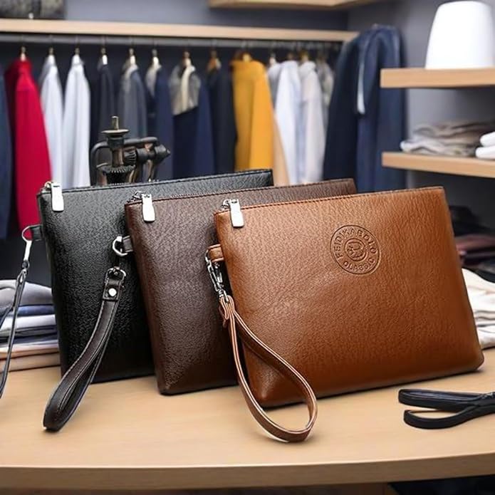 Mens Clutch Bag Man Purse Handbag 9.5-11 inches Large Hand Bag Big Clutch Wallet