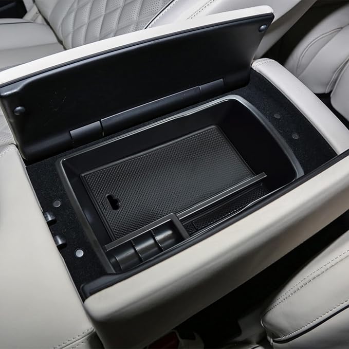 TACOBRO Center Console Organizer Tray Compatible with Genesis GV80 2021 2022 2023 2024 Accessories, Secondary Storage Armrest Glove Box - Black Trim (Not Fit 2025)