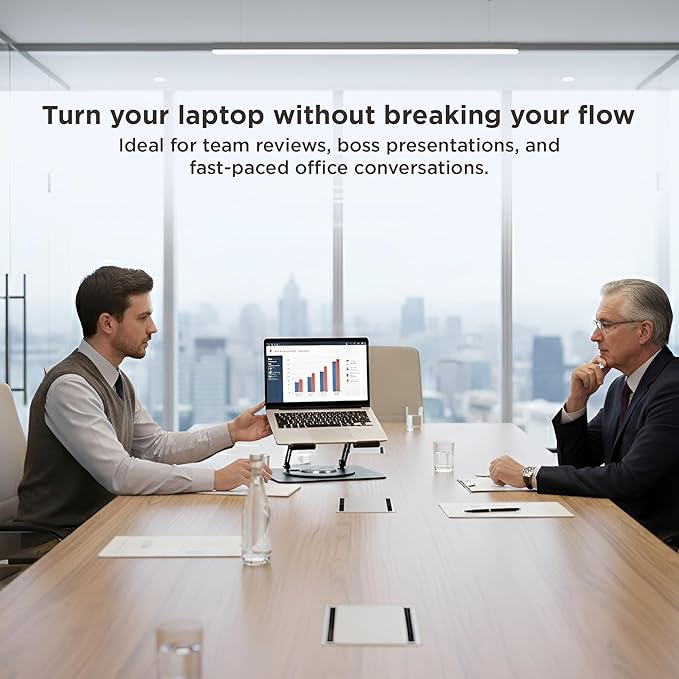 Uncaged Ergonomics Swivel Laptop Stand for Desk, Adjustable Computer iPad Stand for Desk w/ 360 Rotation, Portable Laptop Holder for Home Office Ergonomic Supplies (Black)