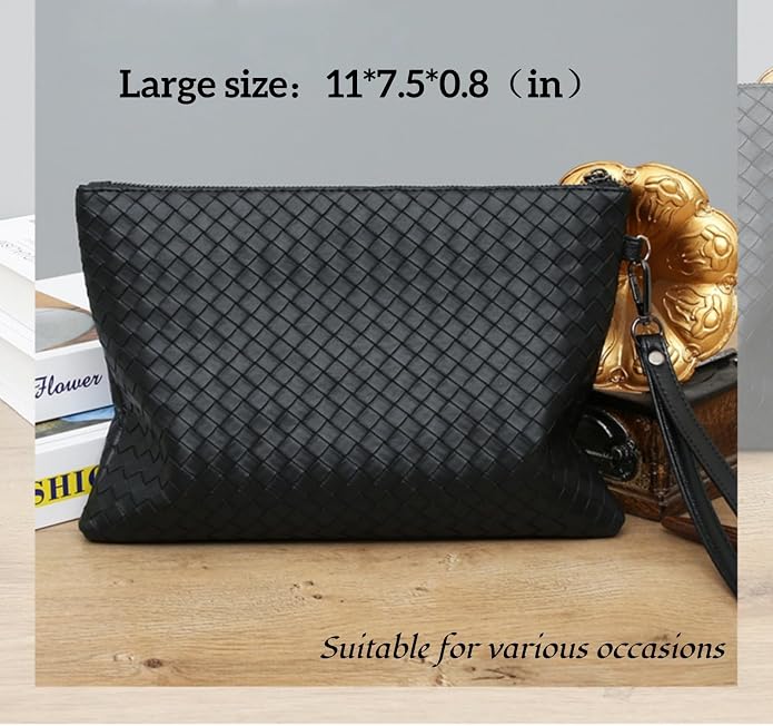 Mens Clutch Bag Man Purse Handbag 9.5-11 inches Large Hand Bag Big Clutch Wallet
