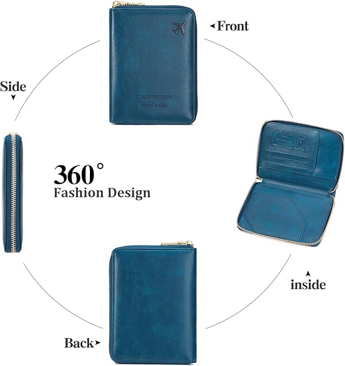 Travel Passport Wallet RFID Blocking Passport Holder-Women and Men with Zippered Ladies Passport Cover