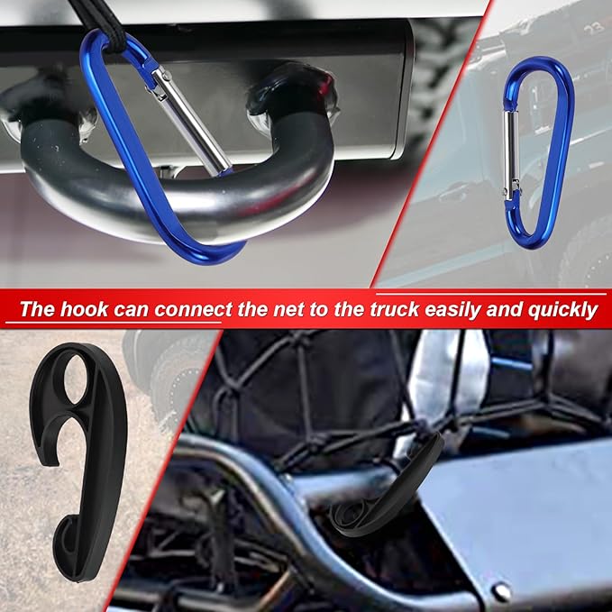 4’x6’ Truck Cargo Net Expands to 8' x 12' with 4"x4" Mesh Grid Super Duty Bungee Heavy Duty Bed Netting for Truck Bed Stretches with 12 Adjustable Metal Carabiners by Cenipar