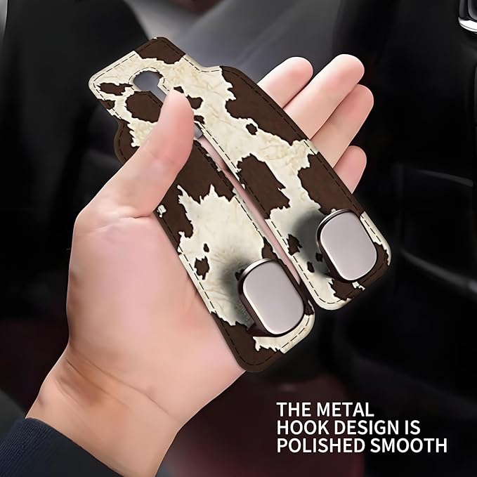 Car Seat Headrest Hook, Universal Leather Cute Hanger Holder Hook, Storage Organizer Interior Accessories for Purse Bags Handbag Retro Cowhide