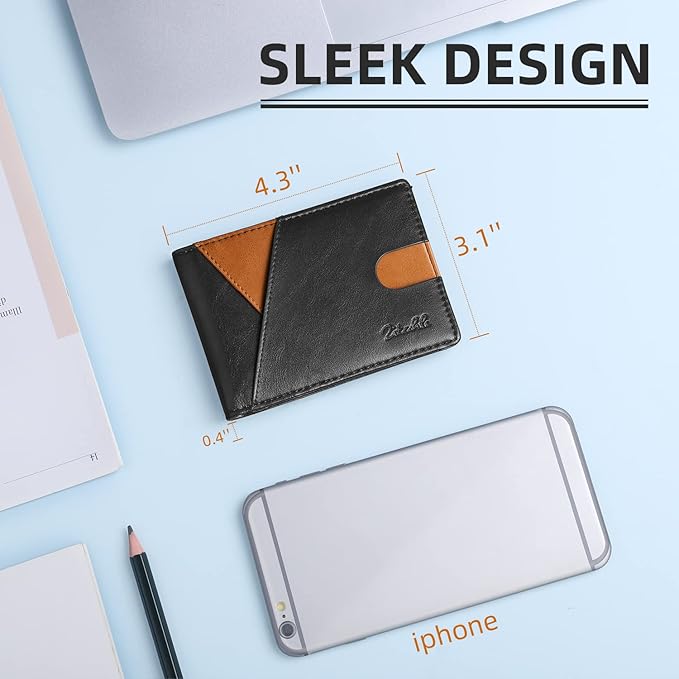 Zitahli Bifold Wallets for Men - Slim RFID Leather Credit Card Holder for 6-11 Cards, Minimalist Thin Wallet with ID Window & Cash Slot,Front Pockt Carteras Para Hombres, Birthday Gifts for Men | Slim, RFID Blocking, Premium, Front Pocket, Gift Box, Le...