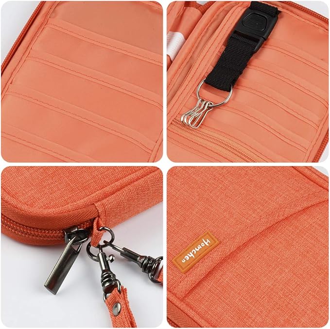RFID Passport Wallet with Vaccine Card Slot, Family Travel Passport Holder Document Organizer Bag with Wrist & Neck Double Strap