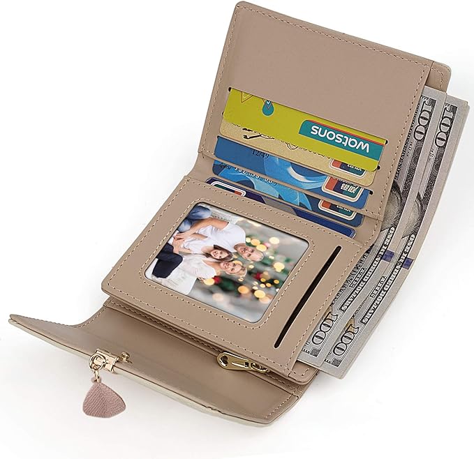 UTO RFID Wallet for Women PU Leather Leaf Pendant Card Holder Phone Checkbook Organizer Zipper Coin Purse | Leaf Pendant, Card Holder, Phone, Checkbook, Organizer, Zipper
